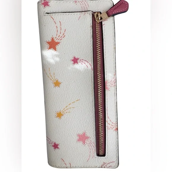 Coach Slim Wallet w/ Shooting Stars Print CF330 (Chalk/Gold/ Multicolor) - Picture 4 of 7